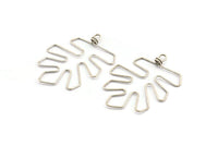 Silver Monstera Findings, 2 Antique Silver Plated Brass Wire Monstera Earring Findings, Charms (52x40x1mm) Bs 1702