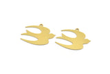 Brass Bird Charm, 10 Raw Brass Bird Shaped Charms With 1 Loop (21x25x0.60mm) A5237