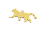 Brass Cat Charm, 12 Raw Brass Cat Shaped Charms With 1 Loop, Earring Findings (14.5x28x0.60mm) A5235
