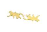 Brass Cat Charm, 12 Raw Brass Cat Shaped Charms With 1 Loop, Earring Findings (14.5x28x0.60mm) A5235