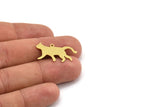 Brass Cat Charm, 12 Raw Brass Cat Shaped Charms With 1 Loop, Earring Findings (14.5x28x0.60mm) A5235