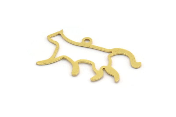 Pirinç Kedi Tılsımı, 1 Döngülü 24 Ham Pirinç Kedi Şeklinde Tılsım, Küpe Parçaları (14,5x28x0,60 mm) A5232