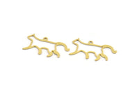 Pirinç Kedi Tılsımı, 1 Döngülü 24 Ham Pirinç Kedi Şeklinde Tılsım, Küpe Parçaları (14,5x28x0,60 mm) A5232