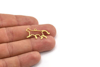 Pirinç Kedi Tılsımı, 1 Döngülü 24 Ham Pirinç Kedi Şeklinde Tılsım, Küpe Parçaları (14,5x28x0,60 mm) A5232