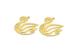 Brass Swan Charm, 8 Raw Brass Swan Shaped Charms With 1 Loop (28x25x0.60mm) A5240