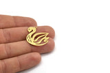 Brass Swan Charm, 8 Raw Brass Swan Shaped Charms With 1 Loop (28x25x0.60mm) A5240