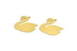 Brass Swan Charm, 6 Raw Brass Swan Shaped Charms With 1 Loop (24x25x0.60mm) A5239
