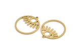 Brass Eye Charm, 10 Raw Brass Eye Patterned Round Shaped Charms With 1 Loop, Earring Charm Findings (26x24x1mm) A5242