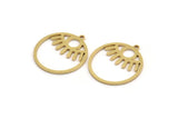 Brass Eye Charm, 10 Raw Brass Eye Patterned Round Shaped Charms With 1 Loop, Earring Charm Findings (26x24x1mm) A5242