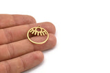 Brass Eye Charm, 10 Raw Brass Eye Patterned Round Shaped Charms With 1 Loop, Earring Charm Findings (26x24x1mm) A5242