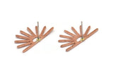 Copper Sun Earring, 8 Raw Copper, Copper Sun, Copper Stud Earrings (13x25x0.70mm) M01408 A5331