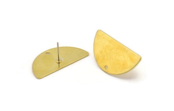 Pirinç Ay Küpe, 1 Delikli 4 Ham Pirinç Yarım Daire Küpe (30x15x0,80 mm) B0136 A5407