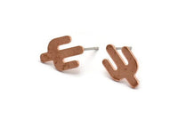 Copper Cactus Earring, 8 Raw Copper Cactus, Tiny Cactus Stud Earrings (14x9x0.80mm) M03009 A5471