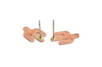 Copper Cactus Earring, 8 Raw Copper Cactus, Tiny Cactus Stud Earrings (14x9x0.80mm) M03009 A5471