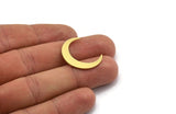 Brass Moon Blank, 12 Raw Brass Crescent Moon Shaped Blanks, Findings (25x5x1mm) A5449