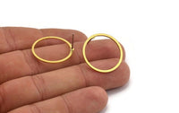 23mm Circle Earring, 8 Raw Brass Circle Stud Earring (23x1.2x0.80mm) A3956 A5457