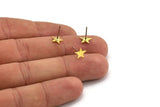 Brass Star Earring, 12 Raw Brass Star Stud Earrings (7x0.60mm) A5473