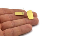 Brass Rectangle Earring, 8 Raw Brass Rectangle Shaped Stud Earrings (18x13x0.60mm) A5463