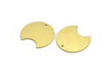 Brass Round Charm, 6 Raw Brass Crescent Moon Charms With 1 Hole, Findings (24x17x0.80mm) A5474
