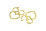 Brass Heart Charm, 8 Raw Brass Heart Shaped Charms With 2 Loops, Findings, Pendants (31x24x0.60mm) A5379