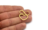 Brass Heart Charm, 8 Raw Brass Heart Shaped Charms With 2 Loops, Findings, Pendants (31x24x0.60mm) A5379
