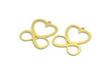 Brass Heart Charm, 8 Raw Brass Heart Shaped Charms With 1 Loop, Findings, Pendants (27x24x0.60mm) A5418