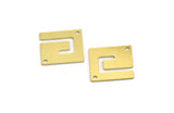 Brass Square Charm, 8 Raw Brass Square Charms With 2 Holes (17x17x0.60mm) A5444