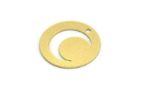 Brass Moon Charm, 12 Raw Brass Crescent Moon Charms With 1 Hole, Round Moon Charms (18x0.60mm) A5441