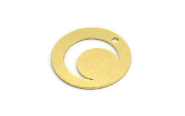Brass Moon Charm, 12 Raw Brass Crescent Moon Charms With 1 Hole, Round Moon Charms (18x0.60mm) A5441