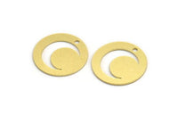 Brass Moon Charm, 12 Raw Brass Crescent Moon Charms With 1 Hole, Round Moon Charms (18x0.60mm) A5441