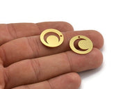 Brass Moon Charm, 12 Raw Brass Crescent Moon Charms With 1 Hole, Round Moon Charms (18x0.60mm) A5441