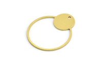 Pirinç Geometrik Charm, 1 Delikli 8 Ham Pirinç Yuvarlak Charm (31x26x0,80 mm) A5446