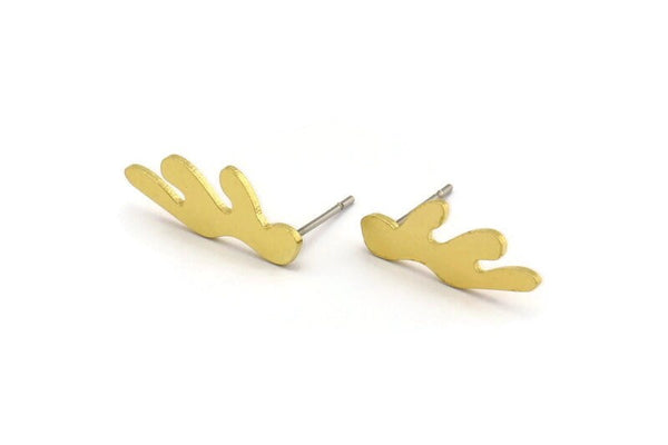 Earring Studs, 10 Raw Brass - Irregular Shaped Stud Earrings - Brass Earrings - Earrings (18.5x7x0.80mm) A5248