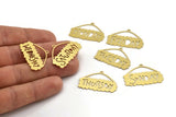 Brass Days Charm, Raw Brass Days Of The Week Written Charms With 1 Loop, Written Pendants, Days Findings (32x22x0.60mm)