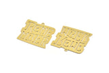 Brass Written Charm, 2 Raw Brass Remember Written Charms With 1 Loop, Charm Pendants (30x32x0.60mm) A5255