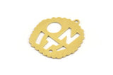 Brass Written Charm, 6 Raw Brass ON IT! Written Charms With 1 Loop, Charm Pendants (24x27x0.60mm) A5254
