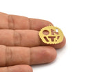 Brass Written Charm, 6 Raw Brass ON IT! Written Charms With 1 Loop, Charm Pendants (24x27x0.60mm) A5254