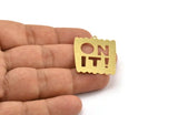 Brass Written Charm, 4 Raw Brass ON IT! Written Charms With 1 Loop, Charm Pendants (28x32x0.60mm) A5258