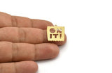 Brass Written Charm, 8 Raw Brass ON IT! Written Charms With 1 Loop, Charm Pendants (19x22x0.60mm) A5260