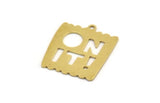 Brass Written Charm, 8 Raw Brass ON IT! Written Charms With 1 Loop, Charm Pendants (19x22x0.60mm) A5260