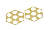 Brass Hexagon Charm, 2 Raw Brass Hexagon Shaped Charms, Earring Findings, Geometric Charms (63x55x0.80mm) A4764