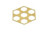 Brass Hexagon Charm, 2 Raw Brass Hexagon Shaped Charms, Earring Findings, Geometric Charms (63x55x0.80mm) A4764