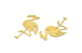 Brass Pelican Charm, 8 Raw Brass Pelican Shaped Charms With 1 Loop (33x18x0.60mm) A5265