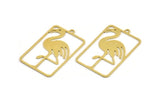 Brass Pelican Charm, 8 Raw Brass Pelican Shaped Charms With 1 Loop (36x22x0.60mm) A5264