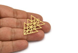 Brass Triangle Charm, 6 Raw Brass Triangle Shaped Charms With 1 Loop (38x26x0.60mm) A5298