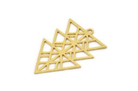 Brass Triangle Charm, 8 Raw Brass Triangle Shaped Charms With 1 Loop (30x21x0.60mm) A5299