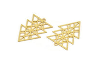 Brass Triangle Charm, 8 Raw Brass Triangle Shaped Charms With 1 Loop (30x21x0.60mm) A5299