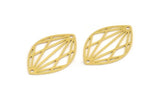 Brass Marquise Charm, 12 Raw Brass Marquise Charms With 2 Holes, Earrings, Pendants (27x18x0.60mm) A5270