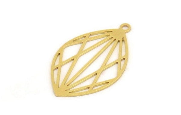 Brass Marquise Charm, 12 Raw Brass Marquise Charms With 1 Loop, Earrings, Pendants (29x18x0.60mm) A5271