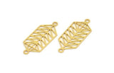 Brass Charm, 12 Raw Brass Charms With 2 Loops, Pendant Findings (27x11x0.60mm) A5292